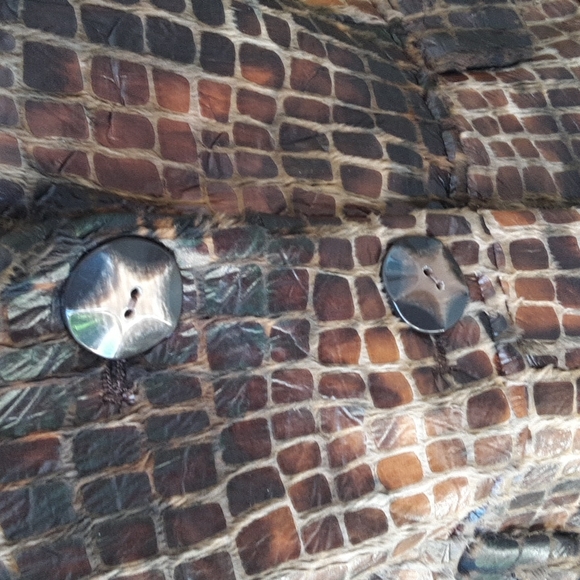 Vintage Lena Gabrielle New York Brown Blazer Jacket  Sz 12 Faux Alligator - Picture 7 of 9